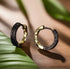 Uniquely Crafted Retro Tang Grass Grain Sense Textured Black Gold High-End Men & Women Hoop Earrings